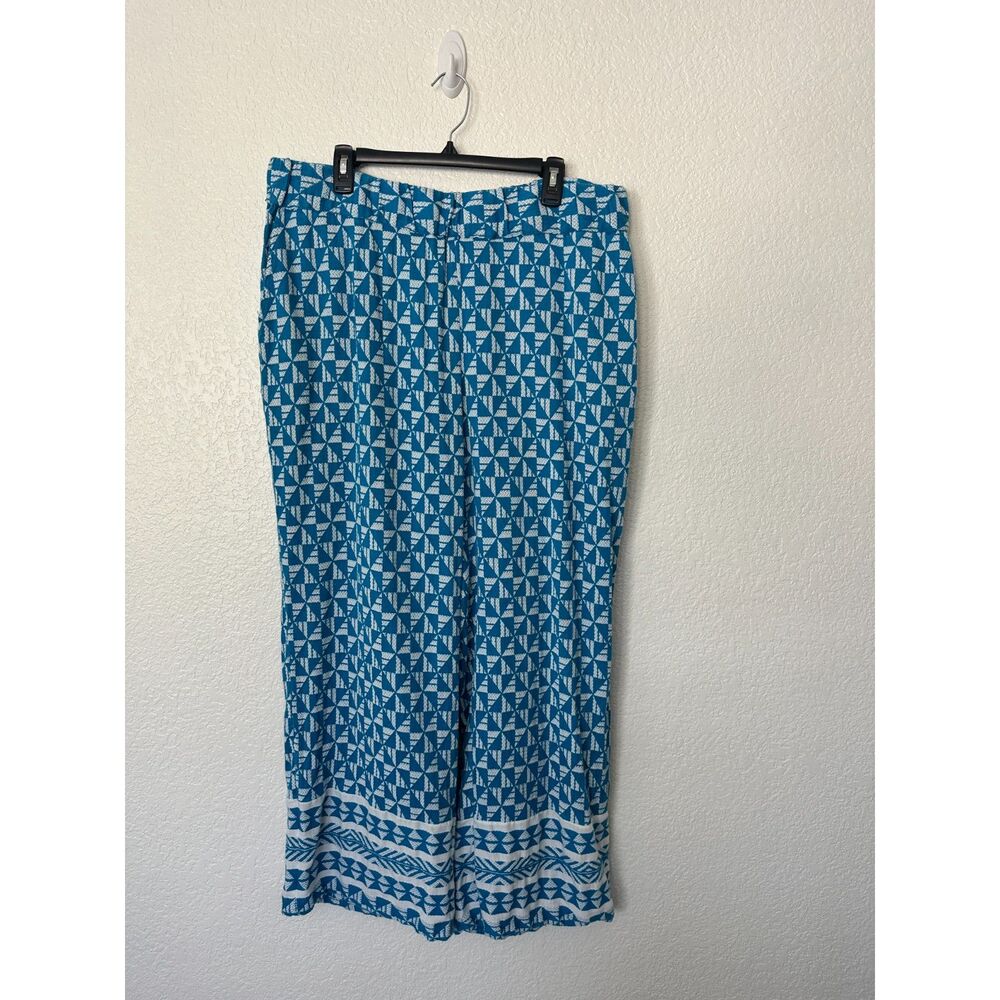 Soft Surroundings Palazzo Full Length Relaxed Wide Leg Pull On Pants Blue Sz 2X